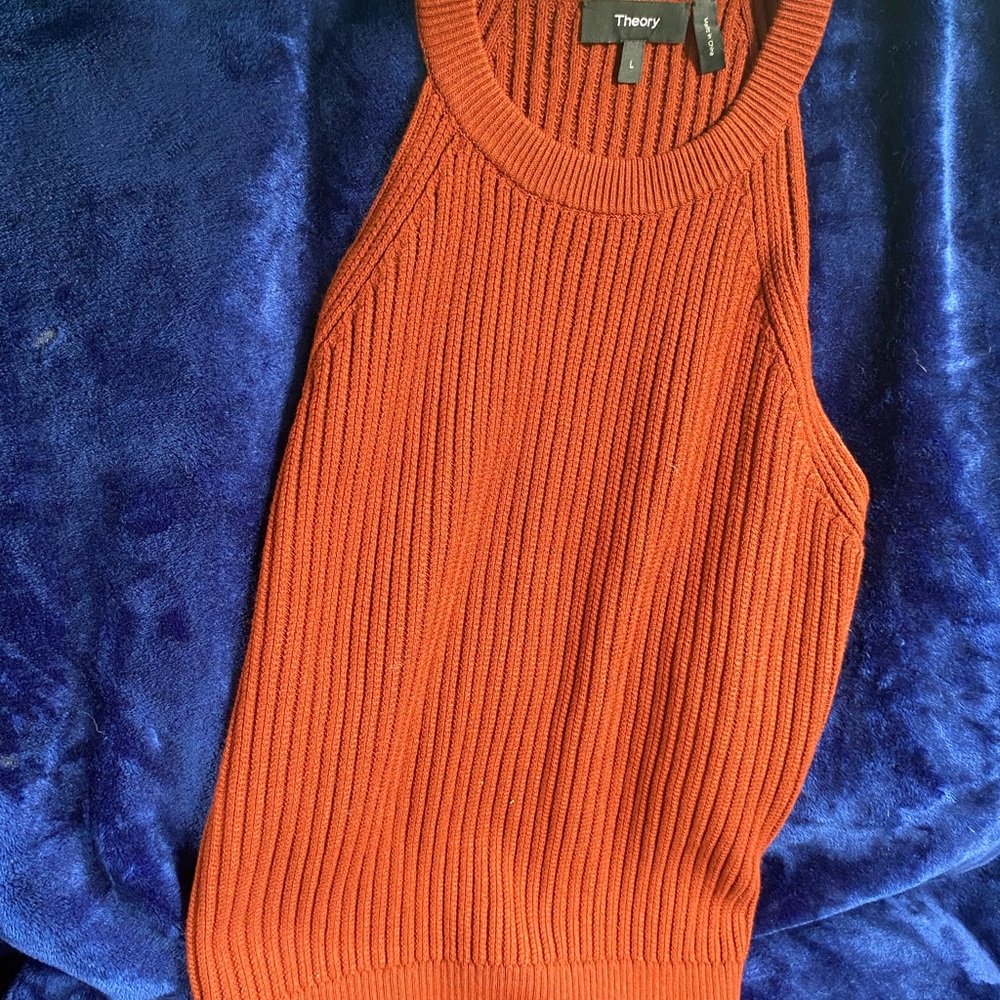 Theory Women's Rust Ribbed Sweater - Picture 4 of 5